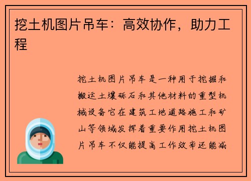 挖土机图片吊车：高效协作，助力工程
